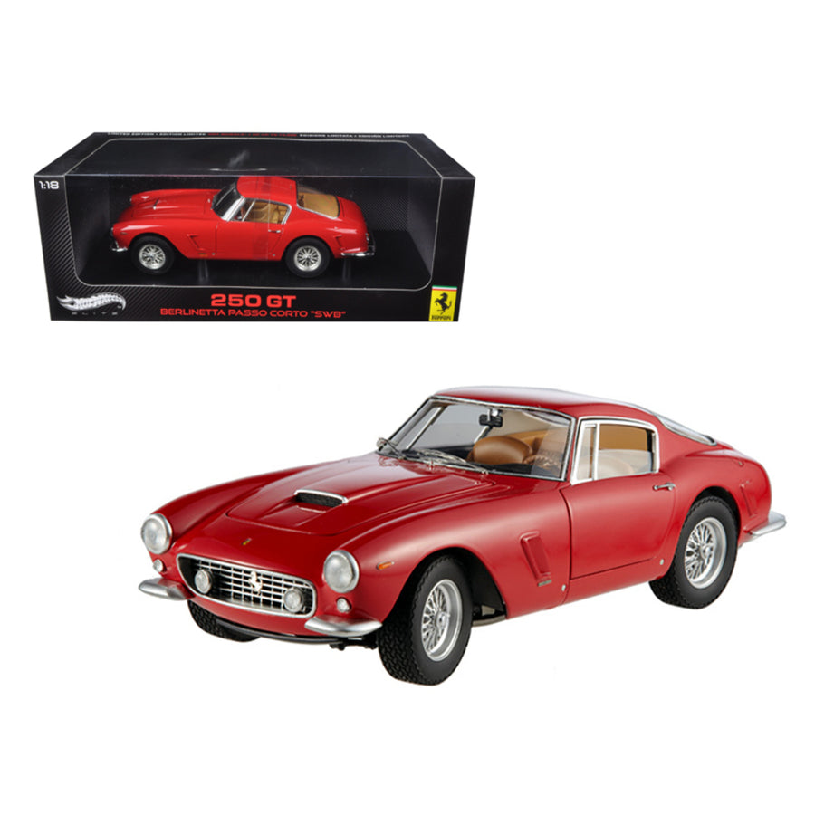 1961 Ferrari 250 Gt Passo Cortoswb Elite Edition Red 1/18 Diecast Model Car By Hotwheels V8377