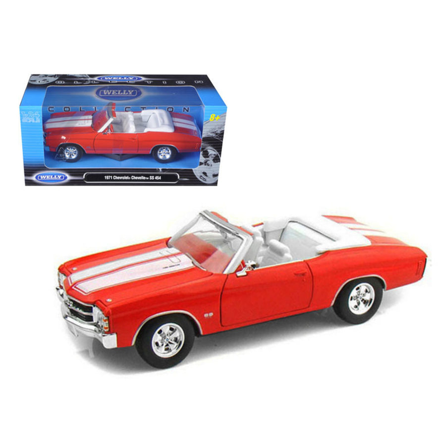 1971 Chevrolet Chevelle Ss 454 Convertible Orange 1/24 Diecast Model Car By Welly 22089or