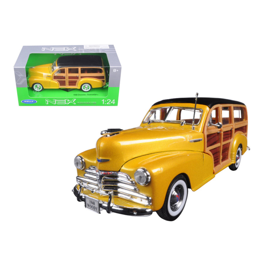 1948 Chevrolet Woody Wagon Fleetmaster Gold 1/24 Diecast Model Car By Welly 22083gld