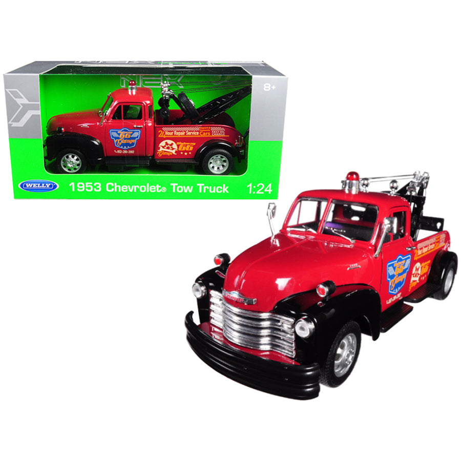 1953 Chevrolet Tow Truck Red 1/24 Diecast Model Car By Welly 22086r