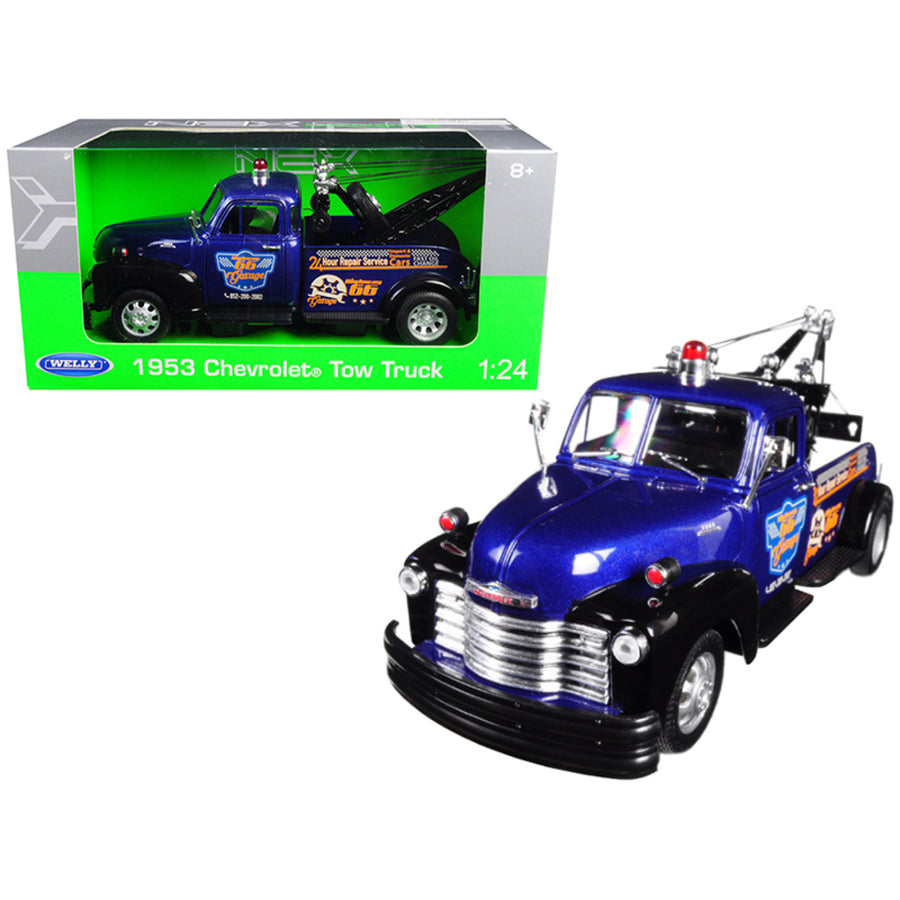 1953 Chevrolet Tow Truck Blue 1/24 Diecast Model Car By Welly 22086bl