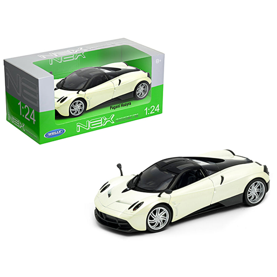 Pagani Huayra Pearl White With Black Top 1/24-1/27 Diecast Model Car By Welly 24088w