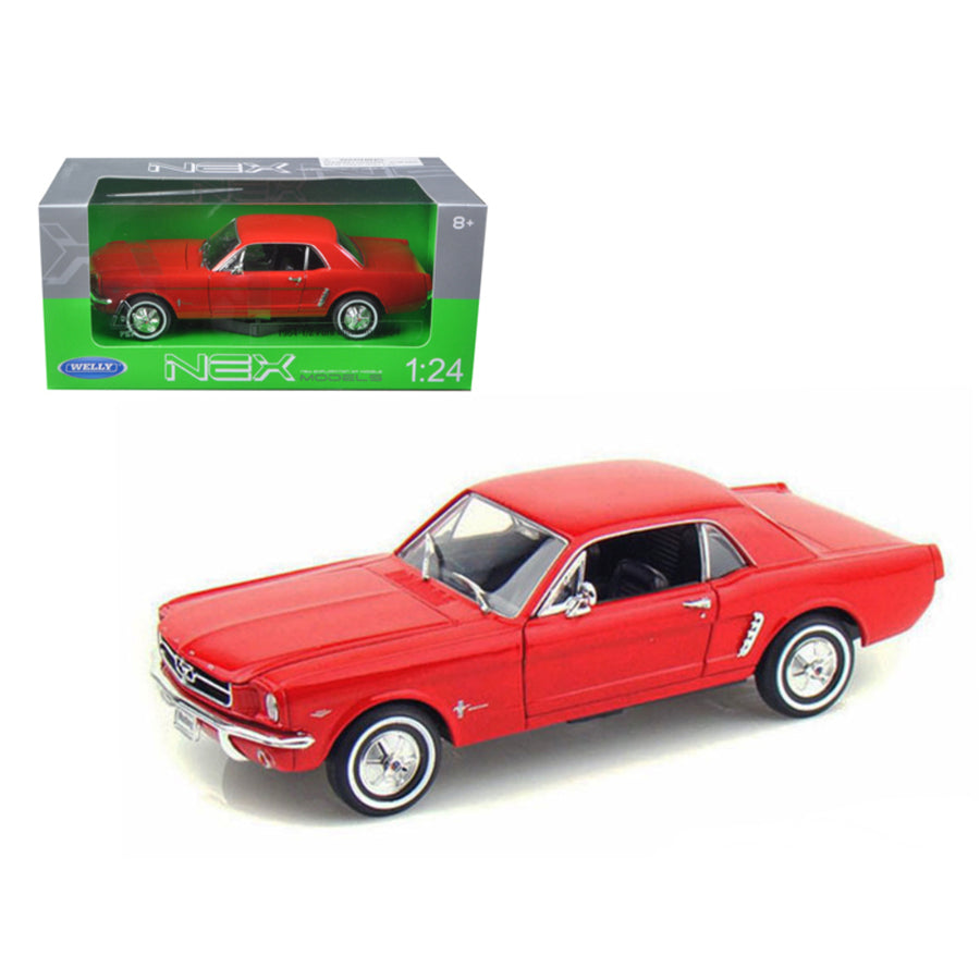 1964 1/2 Ford Mustang Coupe Hard Top Red 1/24-1/27 Diecast Model Car By Welly 22451r