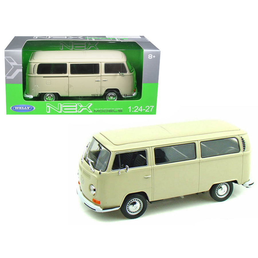 1972 Volkswagen Bus Van T2 Cream 1/24-1/27 Diecast Model By Welly 22472crm