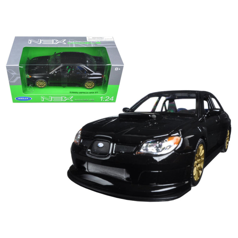 Subaru Impreza Wrx Sti Black 1/24 Diecast Model Car By Welly 22487bk