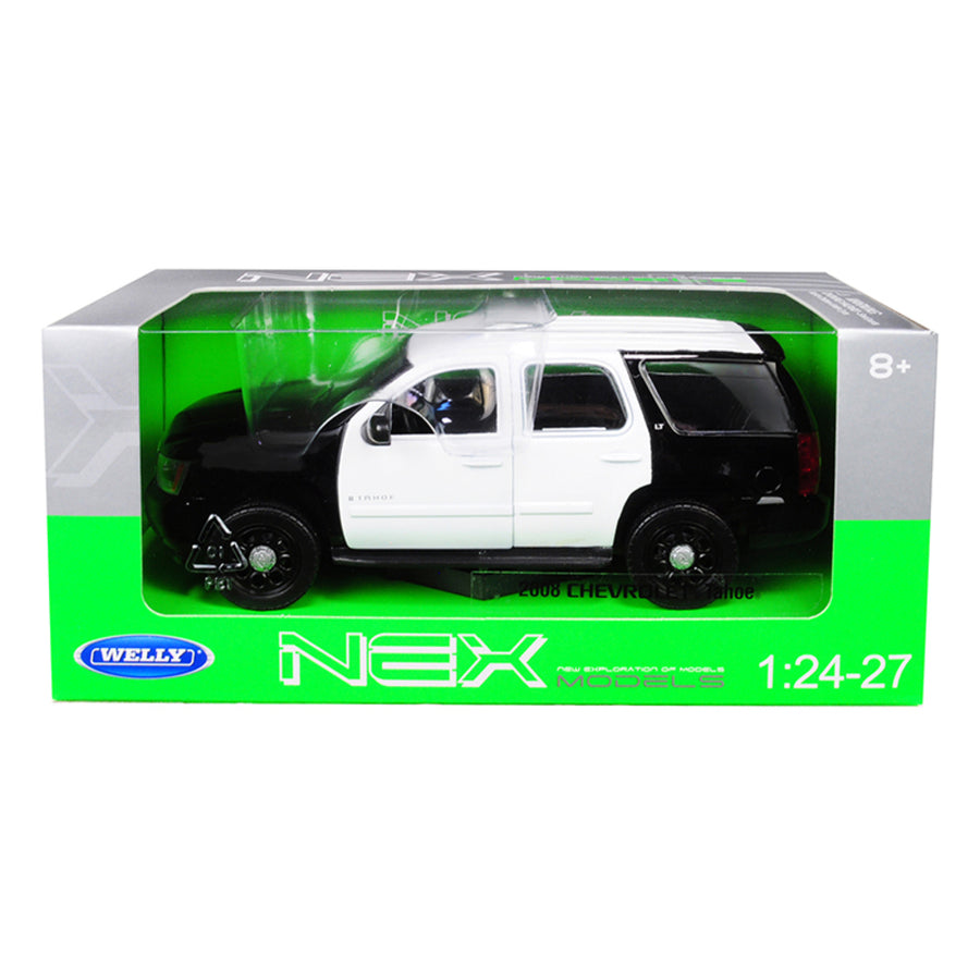2008 Chevrolet Tahoe Unmarked Police Car Black And White 1/24-1/27 Diecast Model Car By Welly 22509bkwhp-w