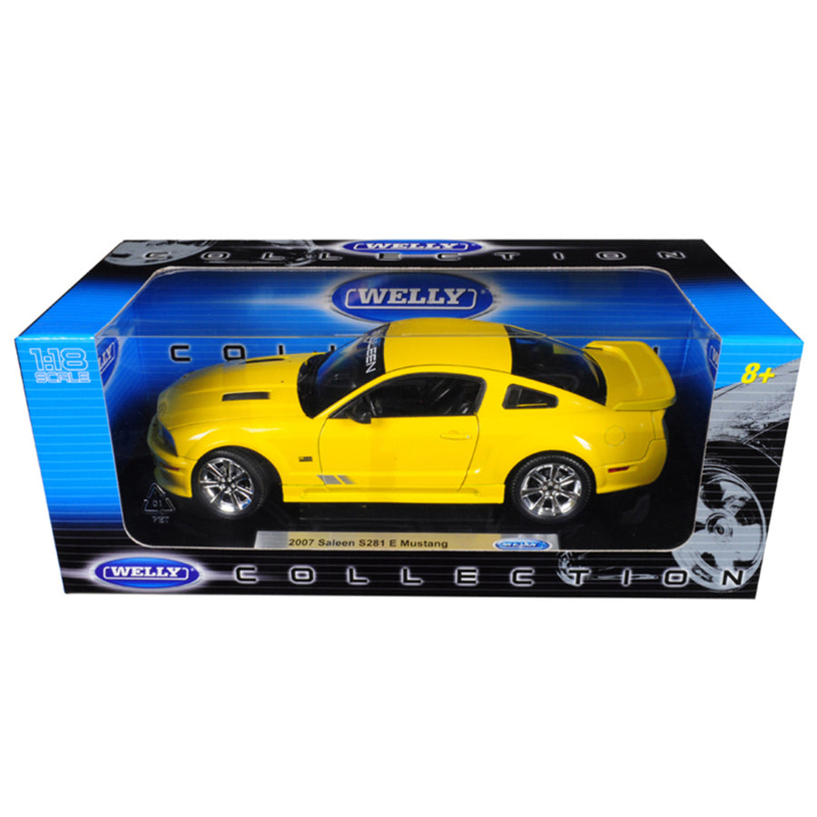 2007 Saleen Mustang S281e Yellow 1/18 Diecast Model Car By Welly 12569y