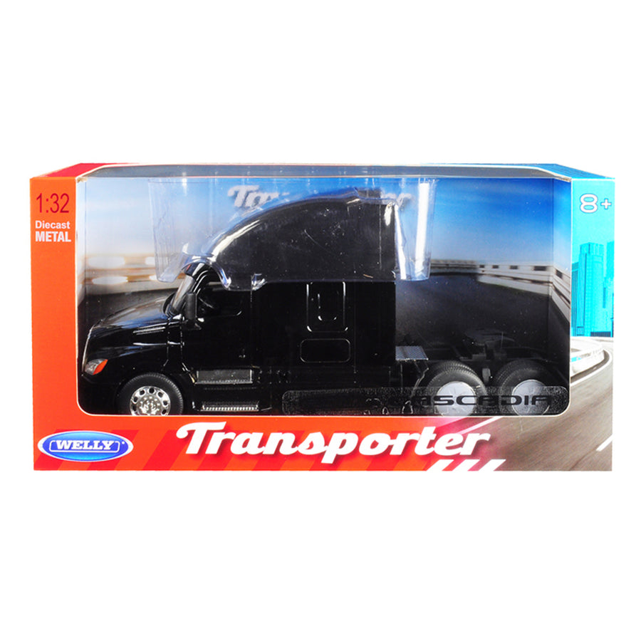 Freightliner Cascadia Truck Black Transporter 1/32 Diecast Model By Welly 32695bk