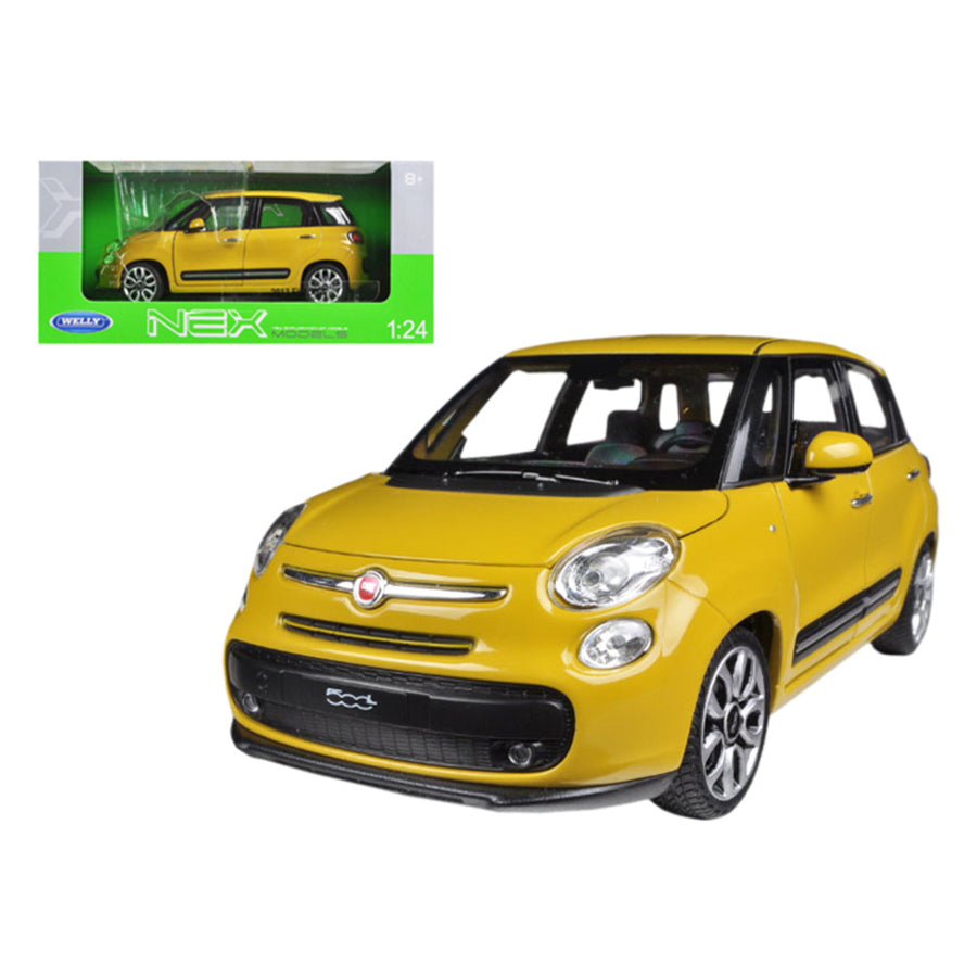 2013 Fiat 500l Yellow 1/24 Diecast Car Model By Welly 24038y