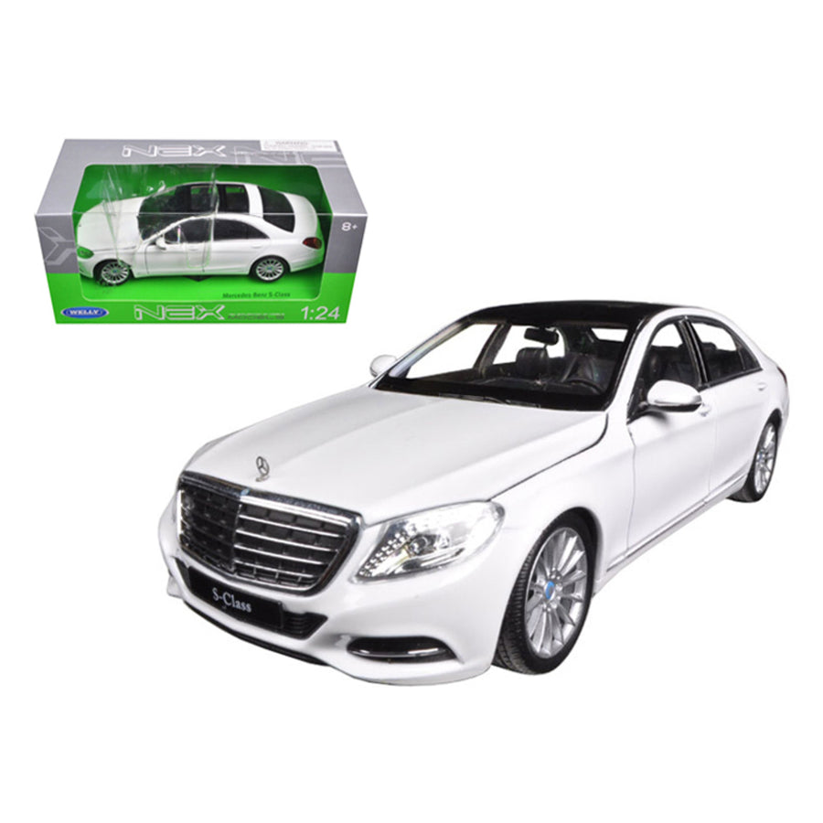 Mercedes Benz S Class White 1/24-1/27 Diecast Model Car By Welly 24051w