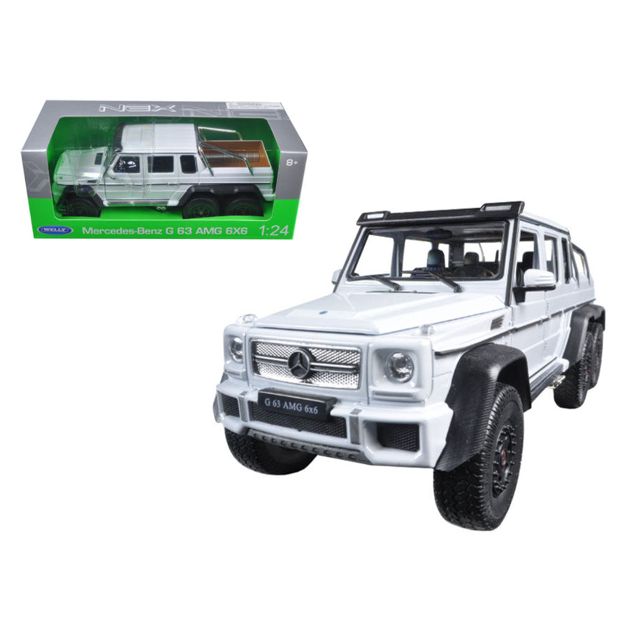 Mercedes G 63 Amg 6x6 White 1/24 Diecast Model Car By Welly 24061w