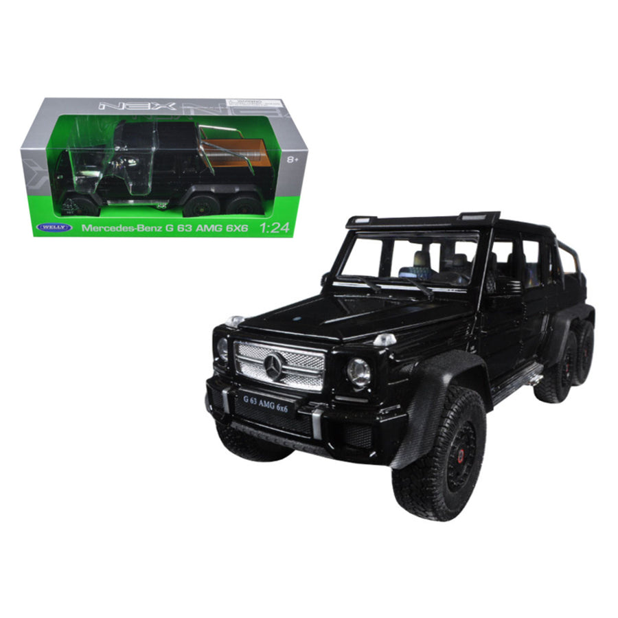 Mercedes G 63 Amg 6x6 Black 1/24 Diecast Model Car By Welly 24061bk