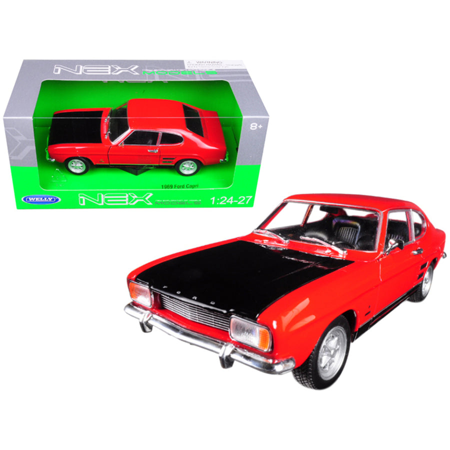 1969 Ford Capri Red 1/24 - 1/27 Diecast Model Car By Welly 24069r