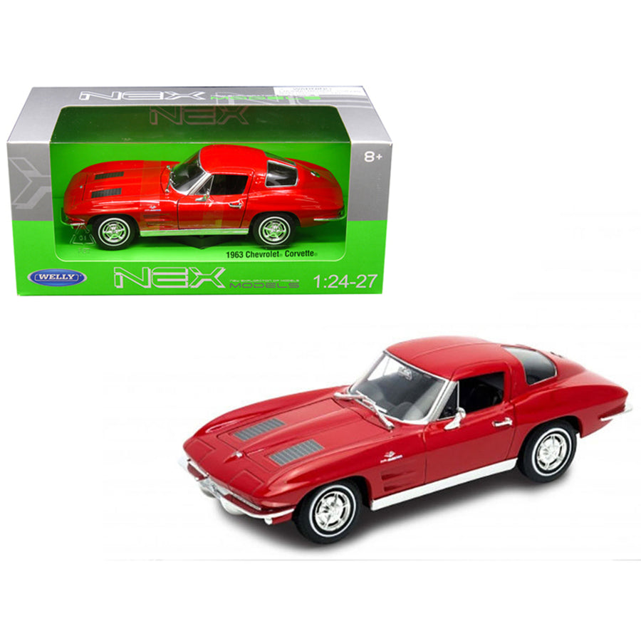 1963 Chevrolet Corvette Red 1/24-1/27 Diecast Model Car By Welly 24073r