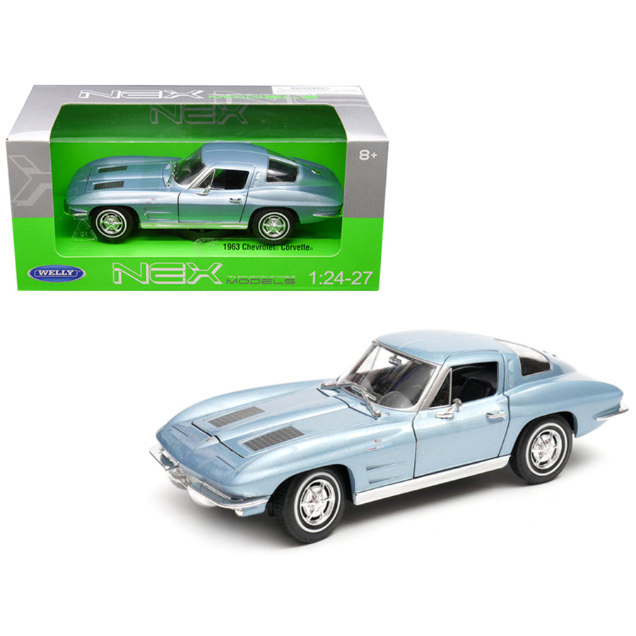 1963 Chevrolet Corvette Metallic Light Blue 1/24-1/27 Diecast Model Car By Welly 24073bl