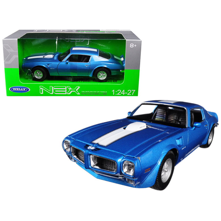 1972 Pontiac Firebird Trans Am Blue 1/24 - 1/27 Diecast Model Car By Welly 24075bl