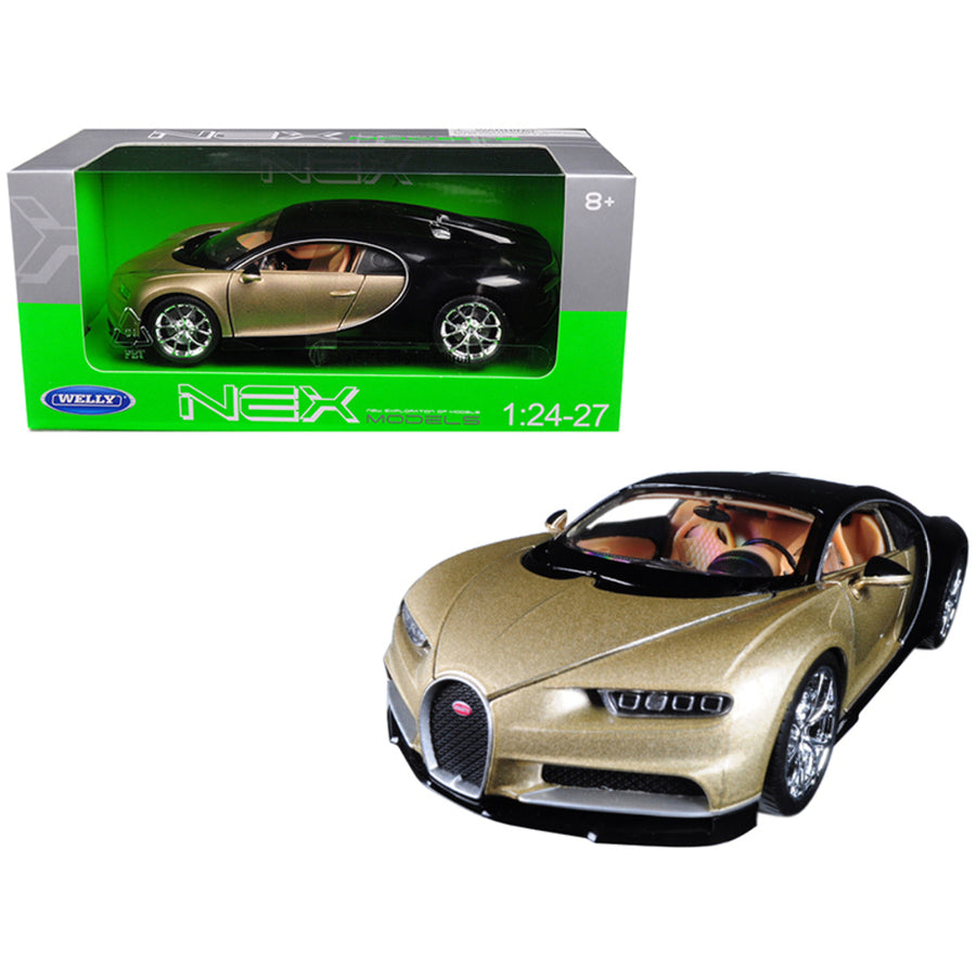 Bugatti Chiron Gold / Black 1/24 - 1/27 Diecast Model Car By Welly 24077gld/bk