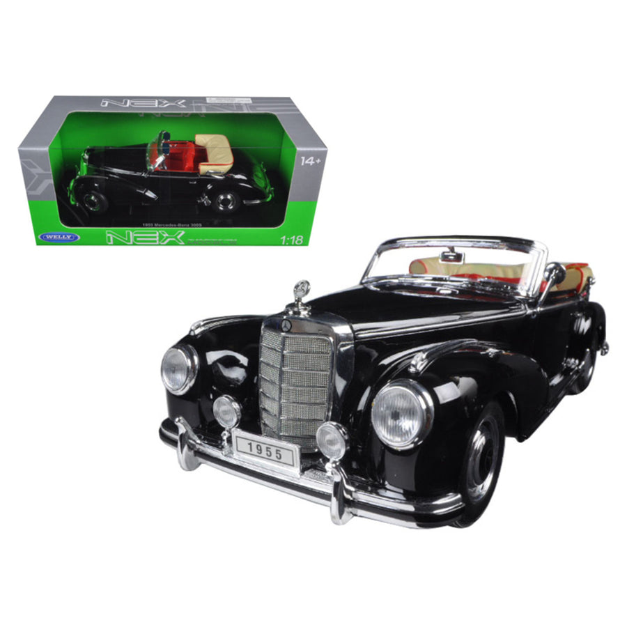 1955 Mercedes 300s Convertible Black 1/18 Diecast Model Car By Welly 19859bk