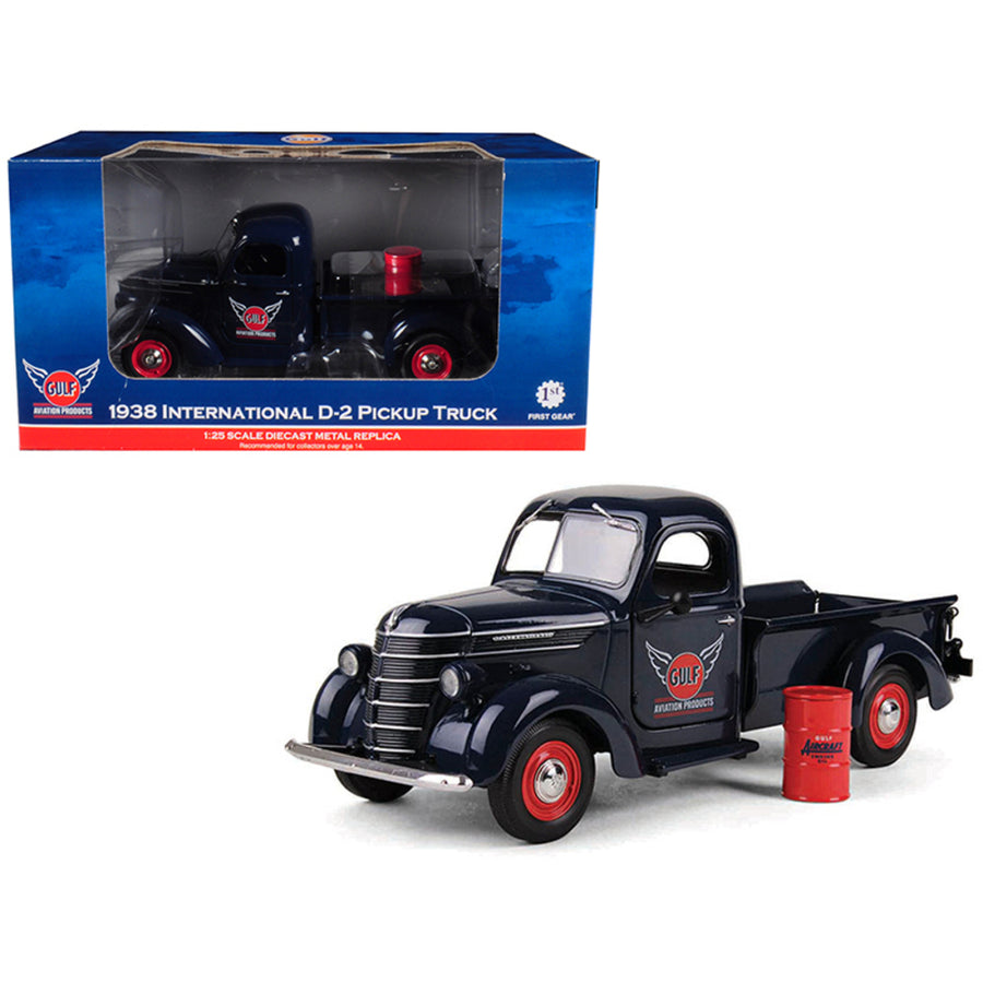 1938 International D-2 Pickup Gulf Aviation Products Truck With Barrel 1/25 Diecast Model By First Gear 49-0312