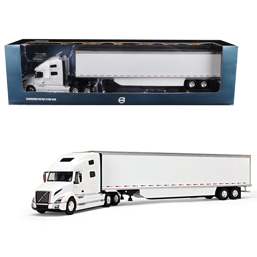 Volvo Vnl 760 Sleeper Cab With 53 Trailer With Side Skirts White 1/50 Diecast Model By First Gear 50-3394