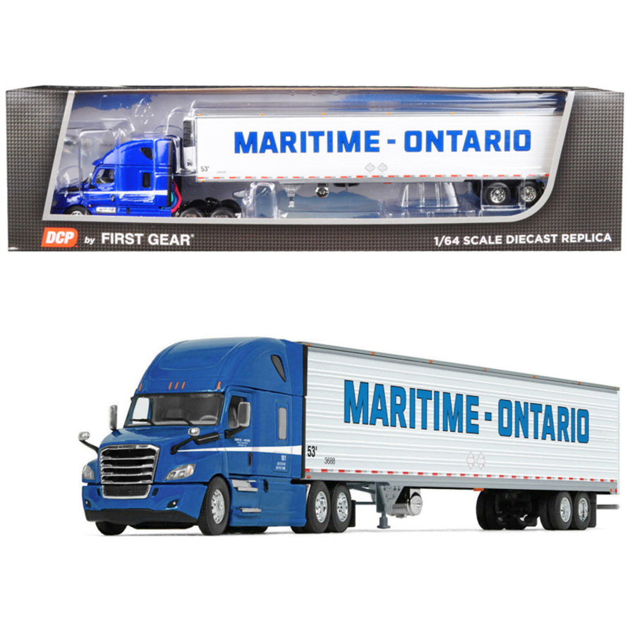 2018 Freightliner Cascadia High-roof Sleeper Cab With 53 Utility Reefer Refrigerated Trailer Maritime-ontario 1/64 Diecast Model By Dcp/first Gear 60-0537