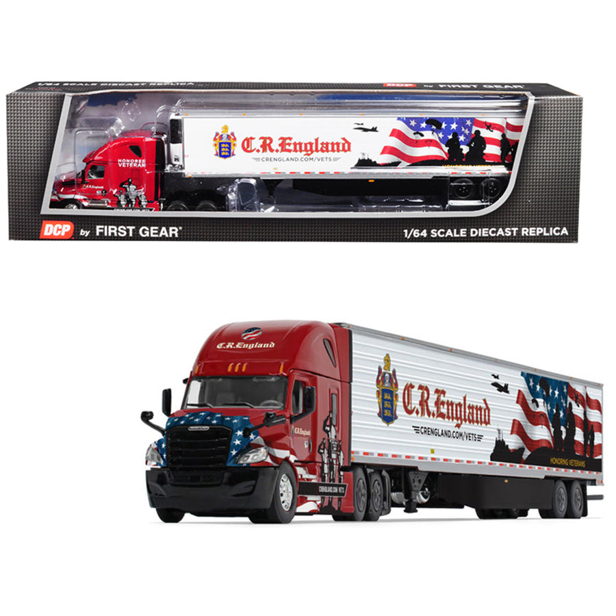 Freightliner Cascadia (new) High-roof Sleeper Cab With 53 Utility Reefer Refrigerated Trailer C.r. England Honored Veterans 1/64 Diecast Model By Dcp/first Gear 60-0541