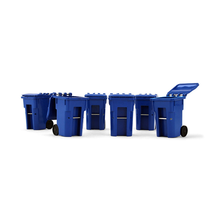 Set Of 6 Blue Garbage Trash Bin Containers Replica 1/34 Models By First Gear 90-0518