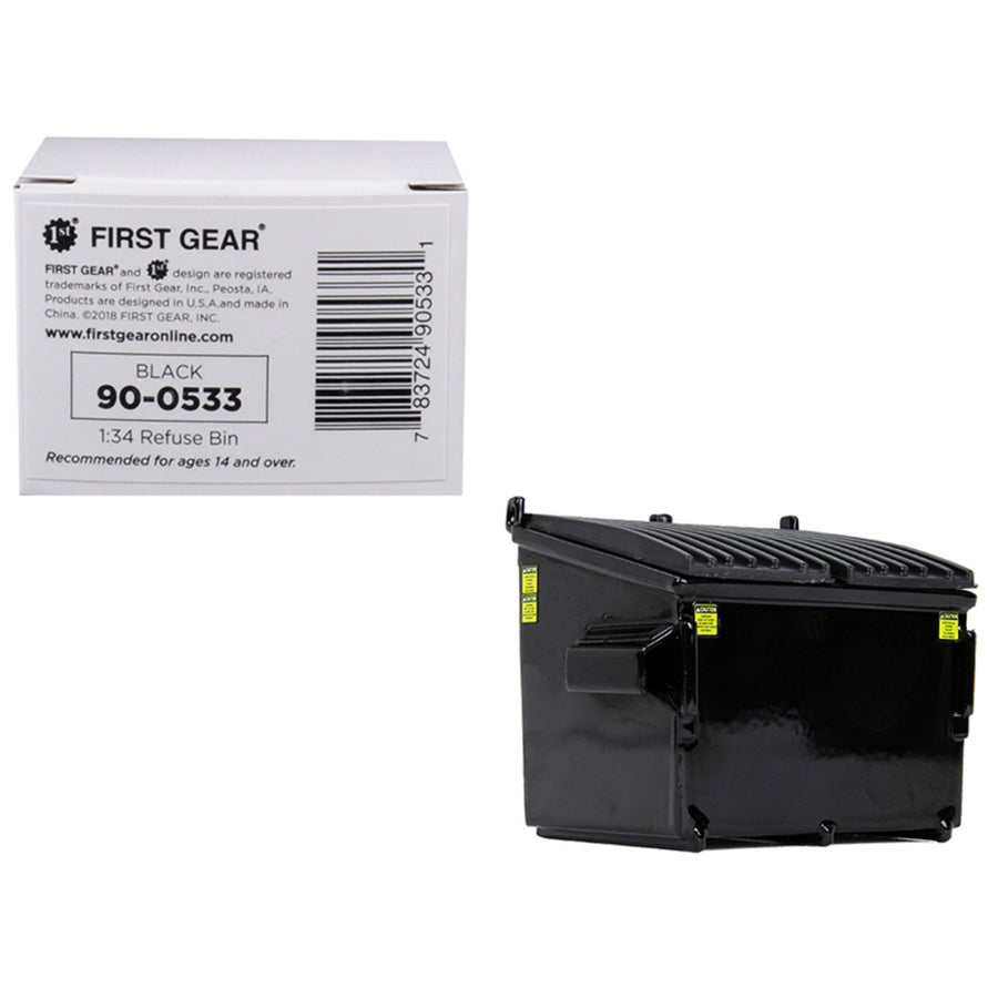 Refuse Trash Bin Black 1/34 Diecast Model By First Gear 90-0533