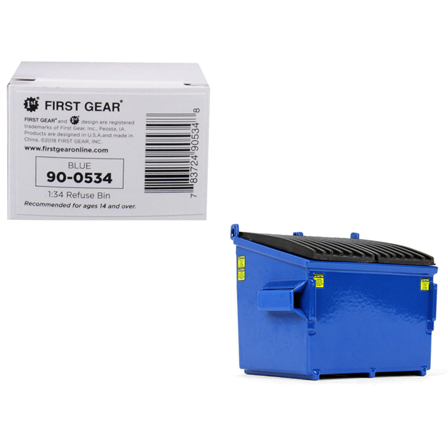 Refuse Trash Bin Blue 1/34 Diecast Model By First Gear 90-0534