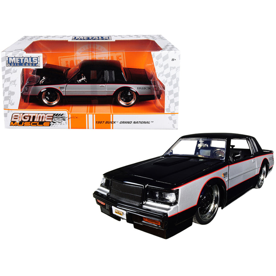 1987 Buick Grand National Black And Silver Big Time Muscle 1/24 Diecast Model Car By Jada Ja30528