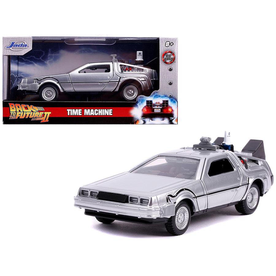 Delorean Dmc (time Machine) Silver Back To The Future Part Ii (1989) Movie Hollywood Rides Series 1/32 Diecast Model Car By Jada Ja30541