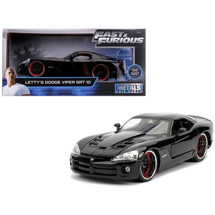 Lettys Dodge Viper Srt 10 Black Fast & Furious Movie 1/24 Diecast Model Car By Jada 30731