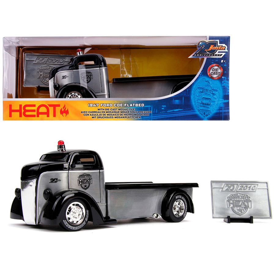 1947 Ford Coe Flatbed Tow Truck Raw Metal And Black Heat Jada 20th Anniversary 1/24 Diecast Model Car By Jada 31072
