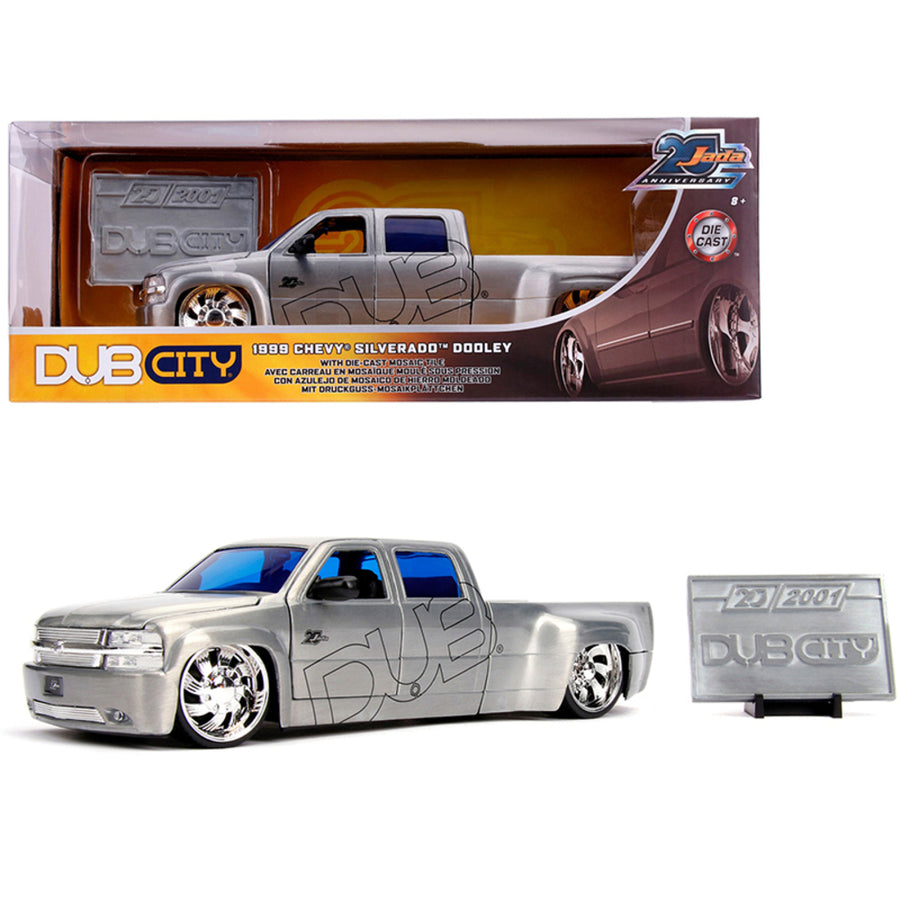 1999 Chevrolet Silverado Dooley Pickup Truck Raw Metal Dub City Jada 20th Anniversary 1/24 Diecast Model Car By Jada 31077