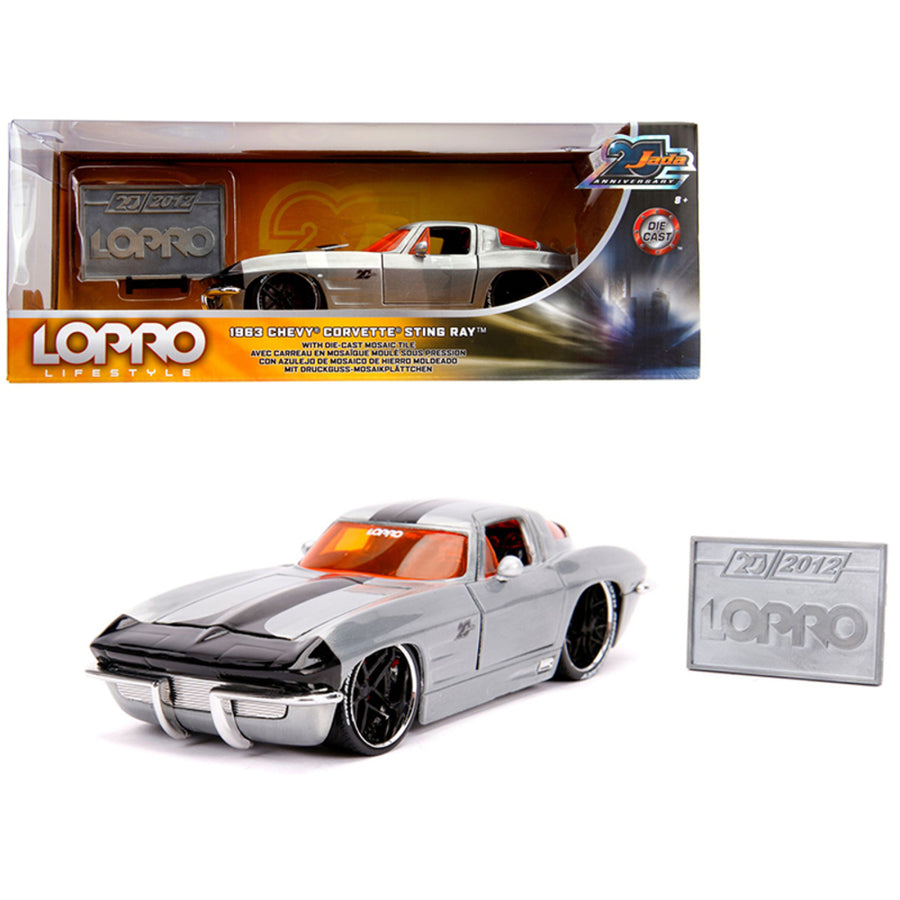 1963 Chevrolet Corvette Sting Ray Raw Metal With Black Stripe Lopro Lifestyle Jada 20th Anniversary 1/24 Diecast Model Car By Jada 31079