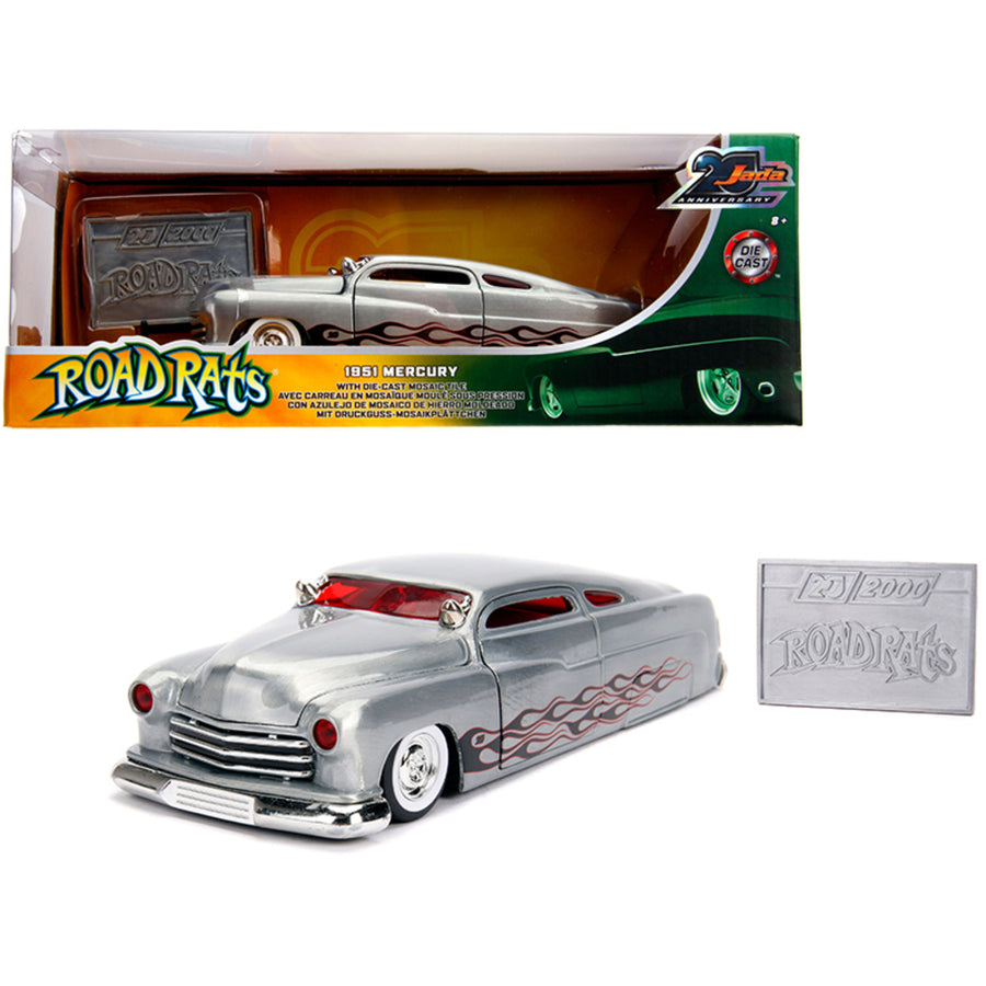 1951 Mercury Raw Metal With Flames Road Rats Jada 20th Anniversary 1/24 Diecast Model Car By Jada 31080