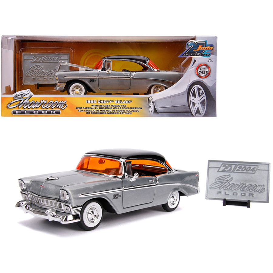 1956 Chevrolet Bel Air Raw Metal With Black Top Showroom Floor Jada 20th Anniversary 1/24 Diecast Model Car By Jada 31081