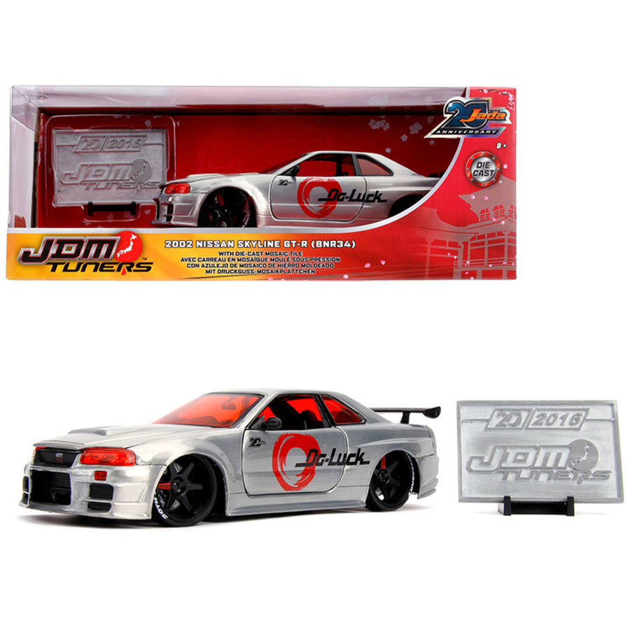 2002 Nissan Skyline Gt-r (bnr34) Raw Metal Jdm Tuners Jada 20th Anniversary 1/24 Diecast Model Car By Jada 31085