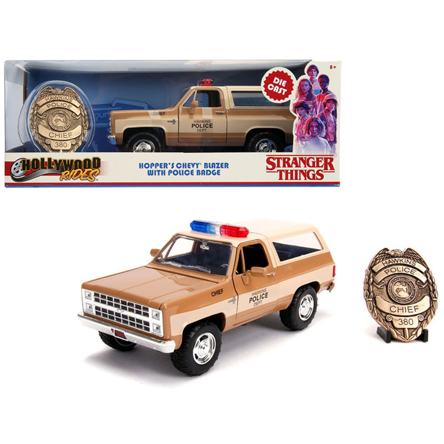 Hoppers Chevrolet Blazer With Police Badge Hawkins Police Dept. Stranger Things (2016) Tv Series 1/24 Diecast Model Car By Jada 31111