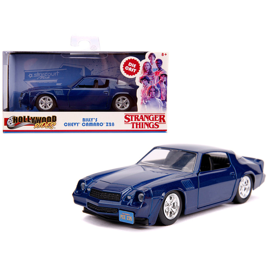Billys Chevrolet Camaro Z28 Metallic Dark Blue Stranger Things (2016) Tv Series Hollywood Rides 1/32 Diecast Model Car By Jada 31113
