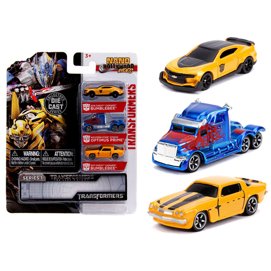 Transformers 3 Piece Set Nano Hollywood Rides Series 1 Diecast Models By Jada 31125