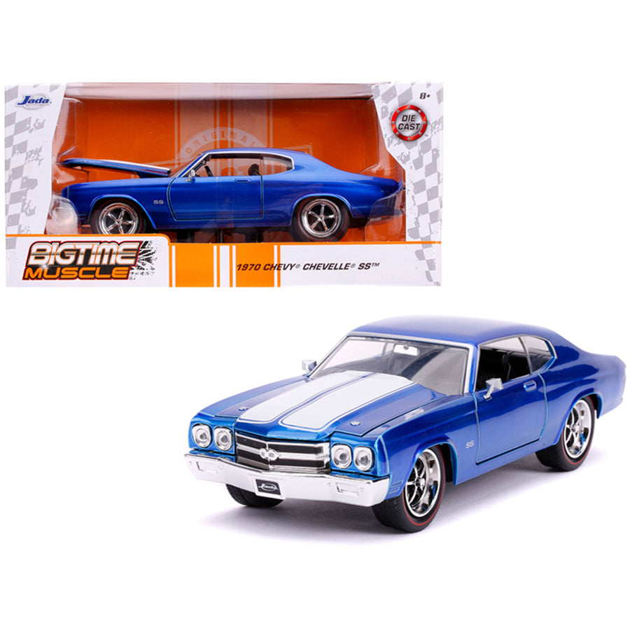 1970 Chevrolet Chevelle Ss Candy Blue With White Stripes Bigtime Muscle 1/24 Diecast Model Car By Jada 31450