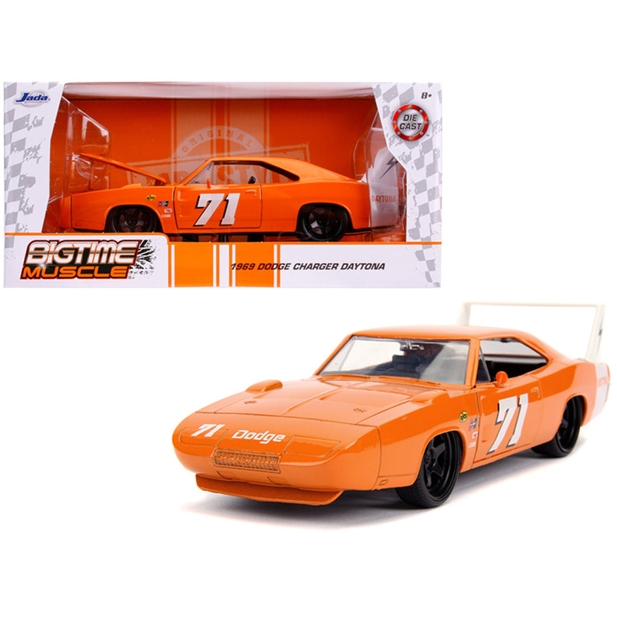 1969 Dodge Charger Daytona #71 Metallic Orange Bigtime Muscle 1/24 Diecast Model Car By Jada 31453
