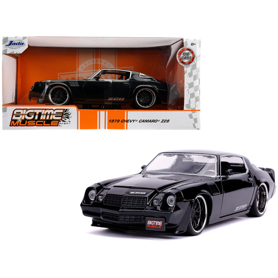 1979 Chevrolet Camaro Z28 Glossy Black Bigtime Muscle 1/24 Diecast Model Car By Jada 31584