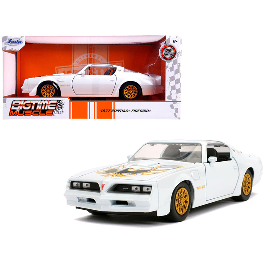 1977 Pontiac Firebird Trans Am Pearl White With Gold Wheels Bigtime Muscle 1/24 Diecast Model Car By Jada 31600