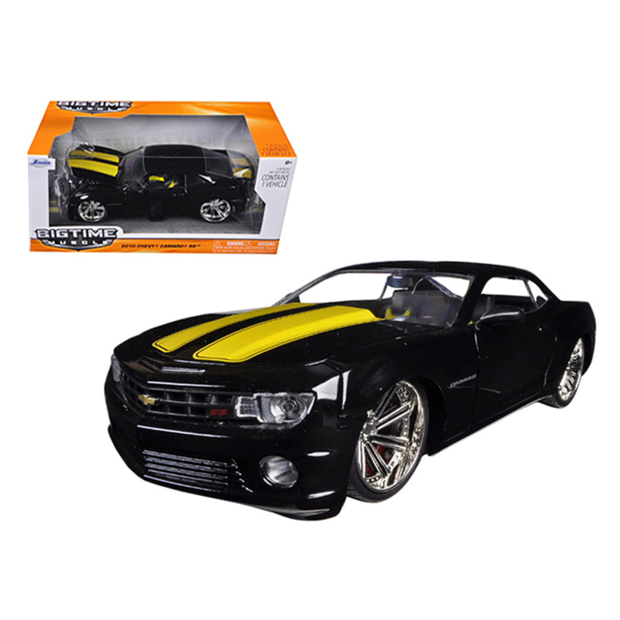 2010 Chevrolet Camaro Ss Black With Yellow Stripes 1/24 Diecast Model Car By Jada 96762blk
