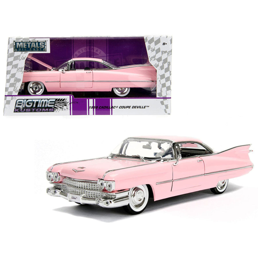 1959 Cadillac Coupe Deville Pink 1/24 Diecast Model Car By Jada 96801