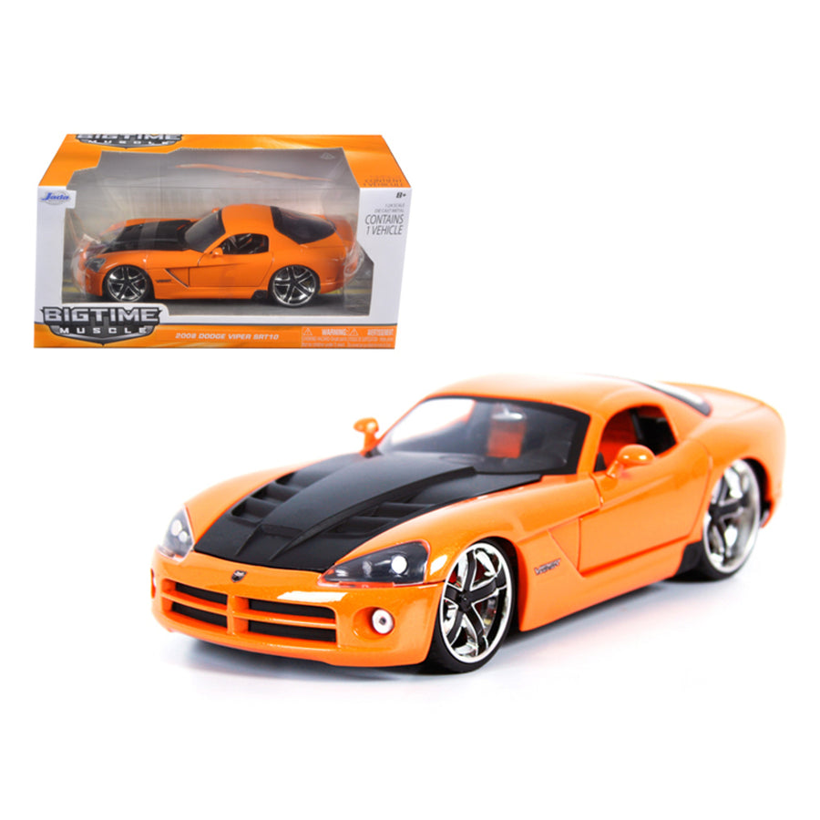 2008 Dodge Viper Srt10 Orange 1/24 Diecast Car Model By Jada 96805or