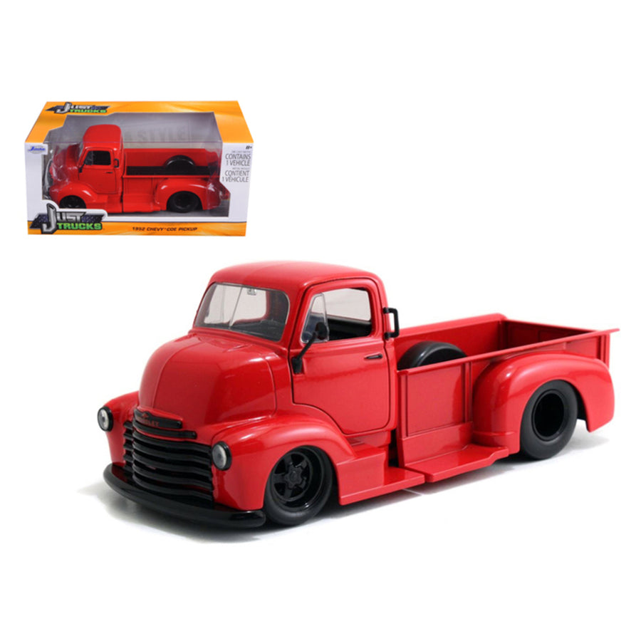 1952 Chevrolet Coe Pickup Truck Red With Black Wheels 1/24 Diecast Model By Jada 97046
