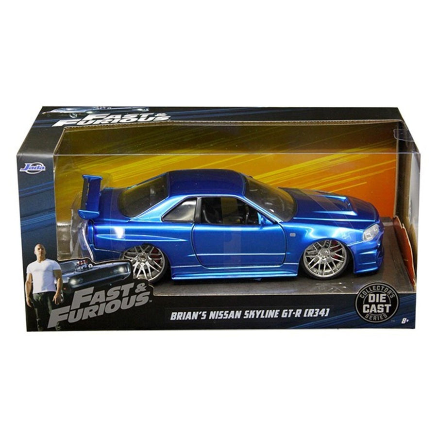 Brians Nissan Gtr Skyline R34 Blue Fast & Furious Movie 1/24 Diecast Model Car By Jada 97173